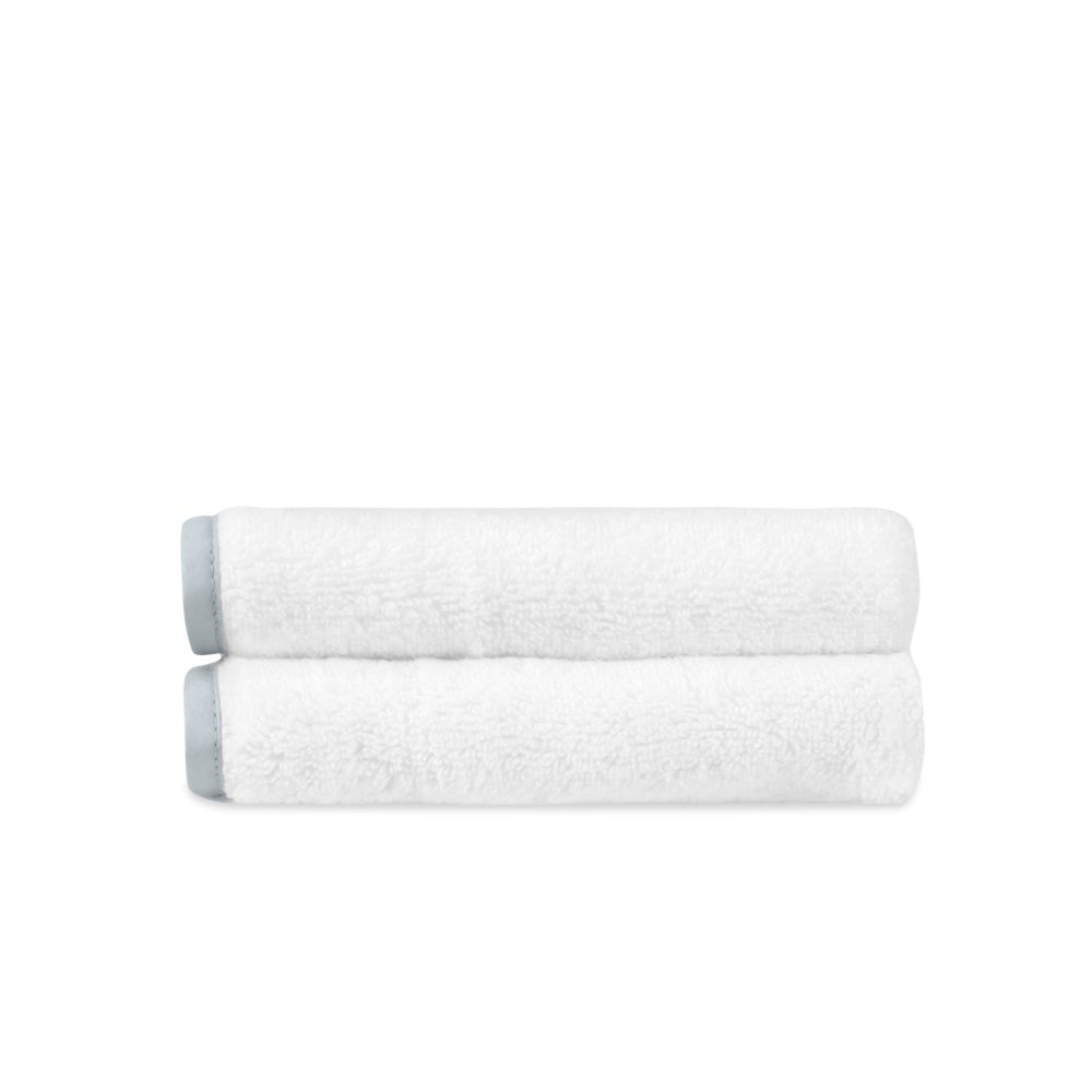 Home Treasures Linen EMBOD8FACWHBG Bodrum Face Towel - White / Blue Gray Ch
