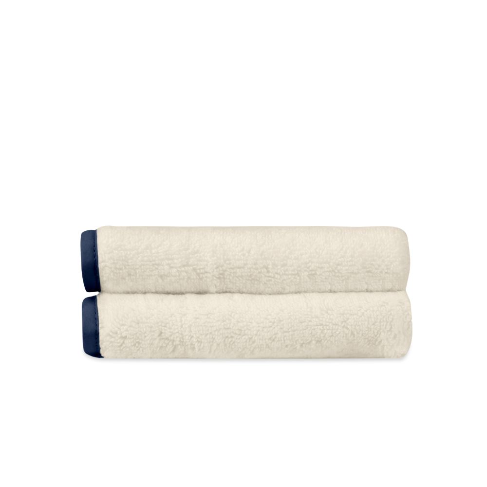 Home Treasures Linen EMBOD8FACIVNB Bodrum Face Towel - Ivory / Navy Blue