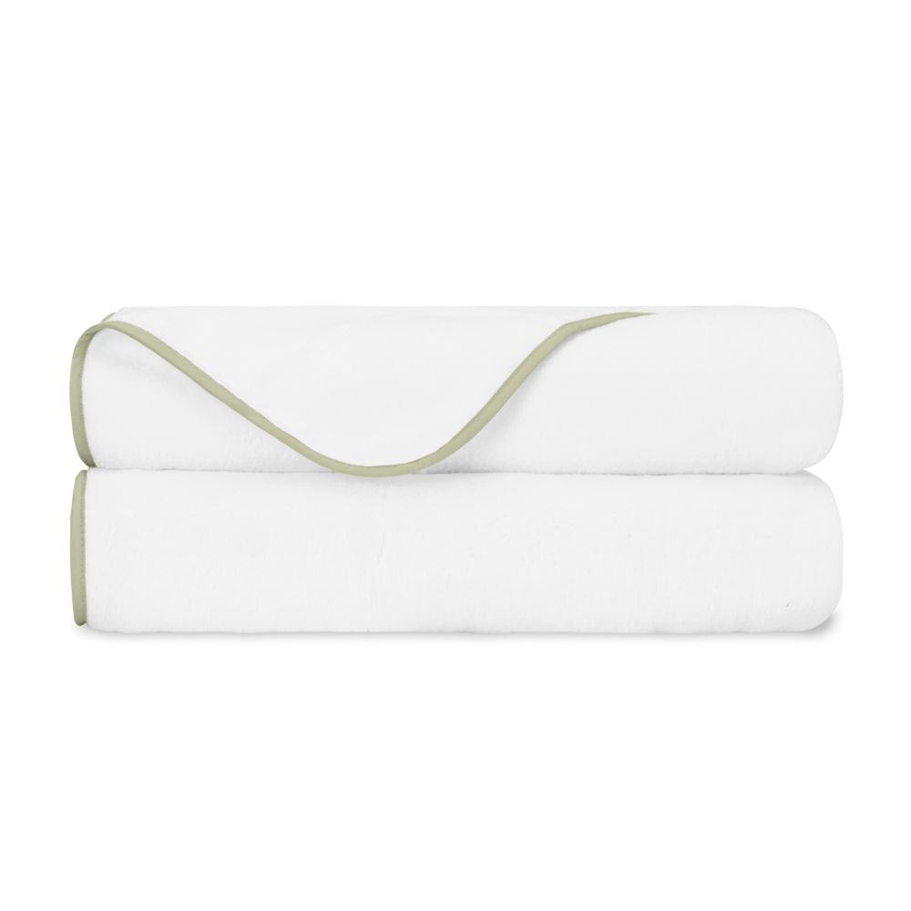 Home Treasures Linen EMBOD8BASSETWHCG Bodrum Bath Sheet (set Of 2) - White / Crystal Green