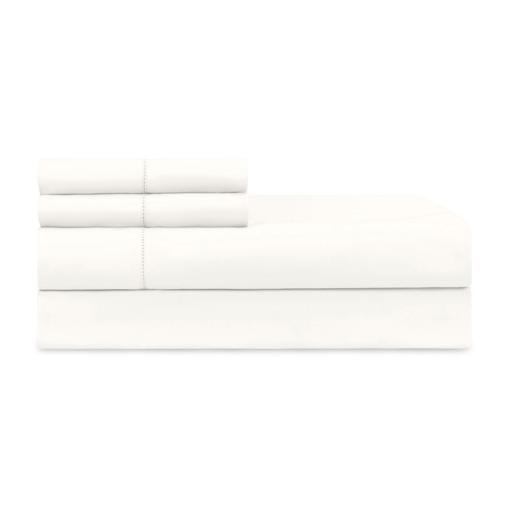 Home Treasures Linen EMDCY2TFTDNW Darcy Twin Fitted Sheet - Natural White