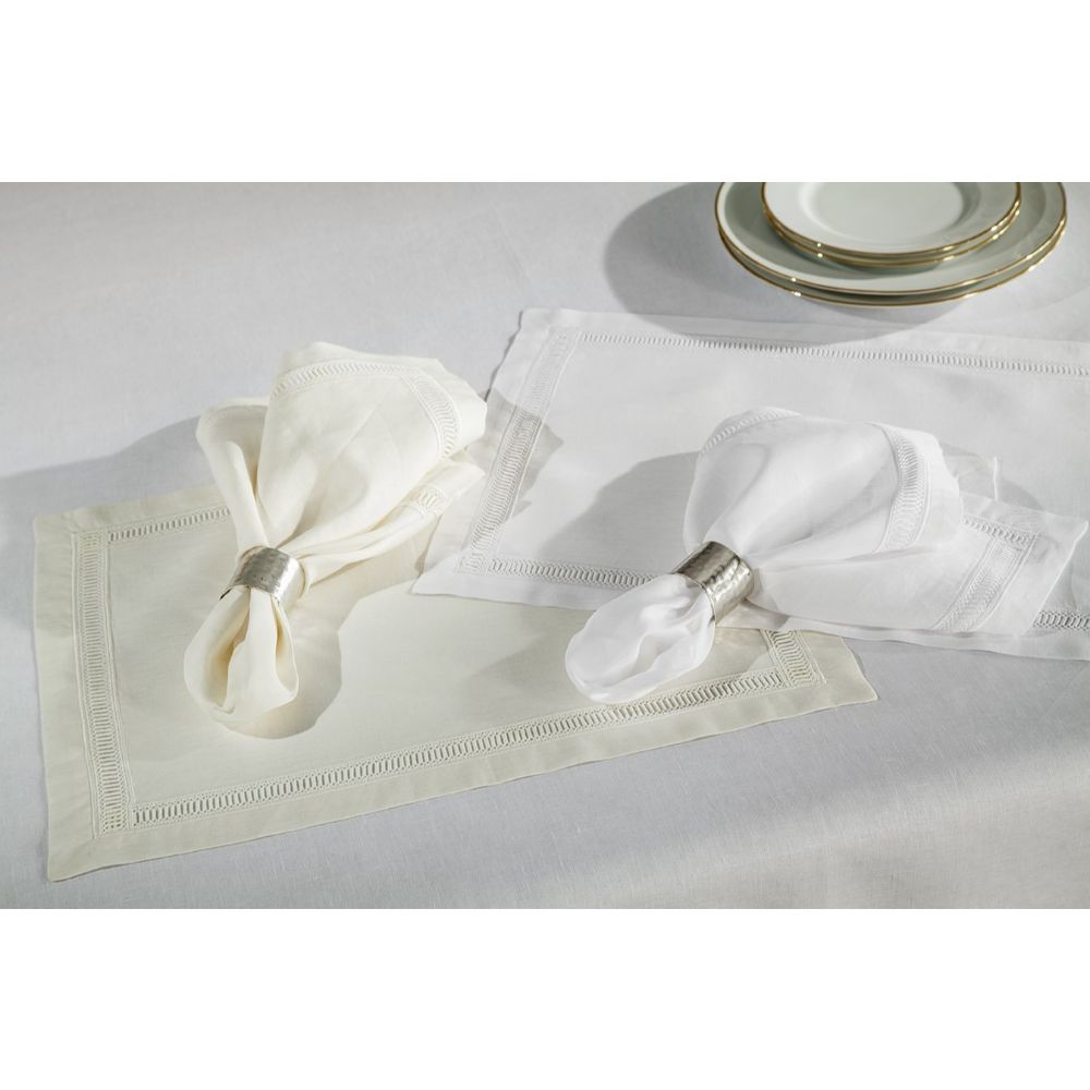 Home Treasures Linen dor-50901 Table Doric 5" x 5" Cocktail Napkins in White (Cocktail Napkins Only) - Set of 6