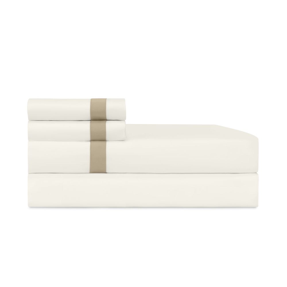 Home Treasures Linen EMFIN1SCASIVCA Fino Std Pillowcases - Ivory / Candlelight