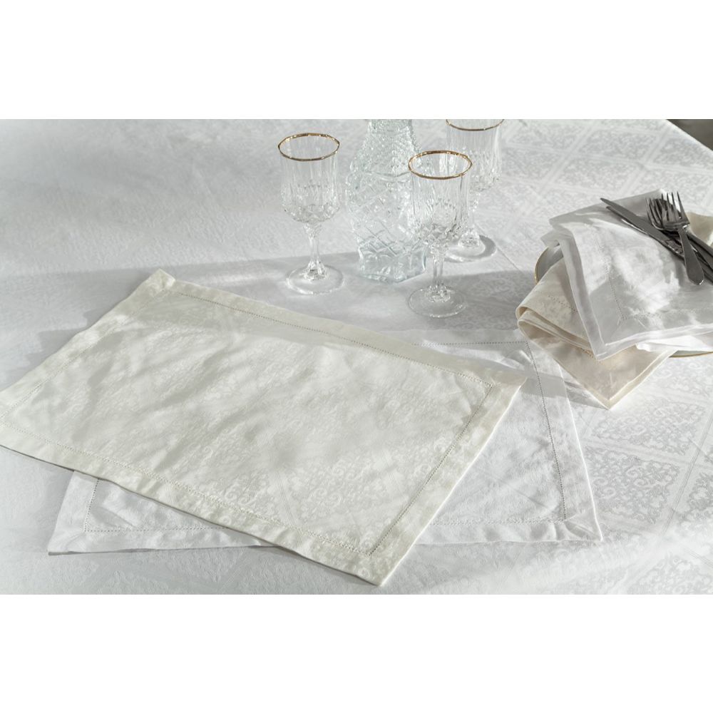 Home Treasures Linen luc-50925 Table Luciana 5" x 5" Cocktail Napkins in White (Cocktail Napkins Only) - Set of 6