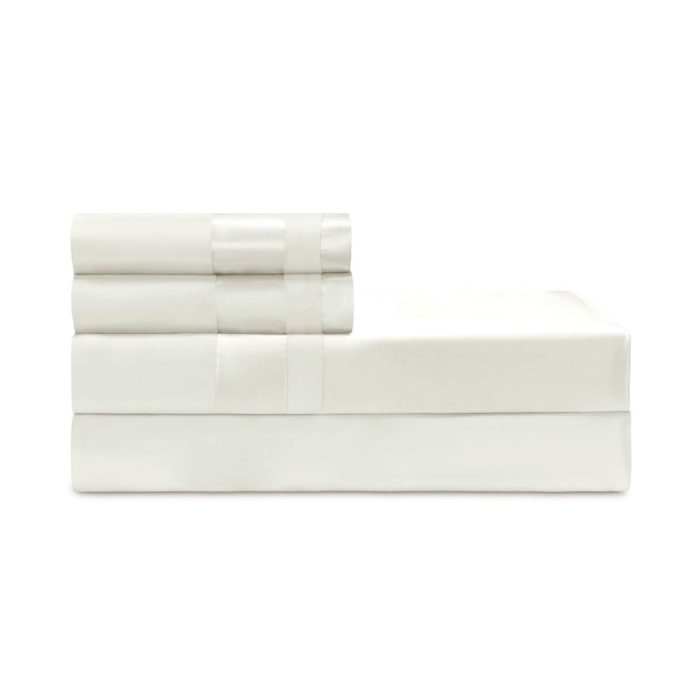 Home Treasures Linen EMLUS2KFLANW Lustro Kg / Ck Flat Sheet - Natural White