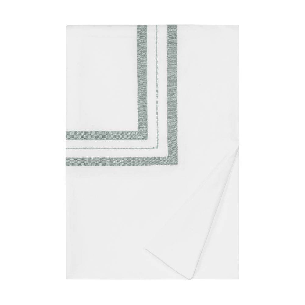 Home Treasures Linen EMMALPRL1KDVTWHIW Malibu Kg / Ck Duvet Cover - White / Irish Winter Green