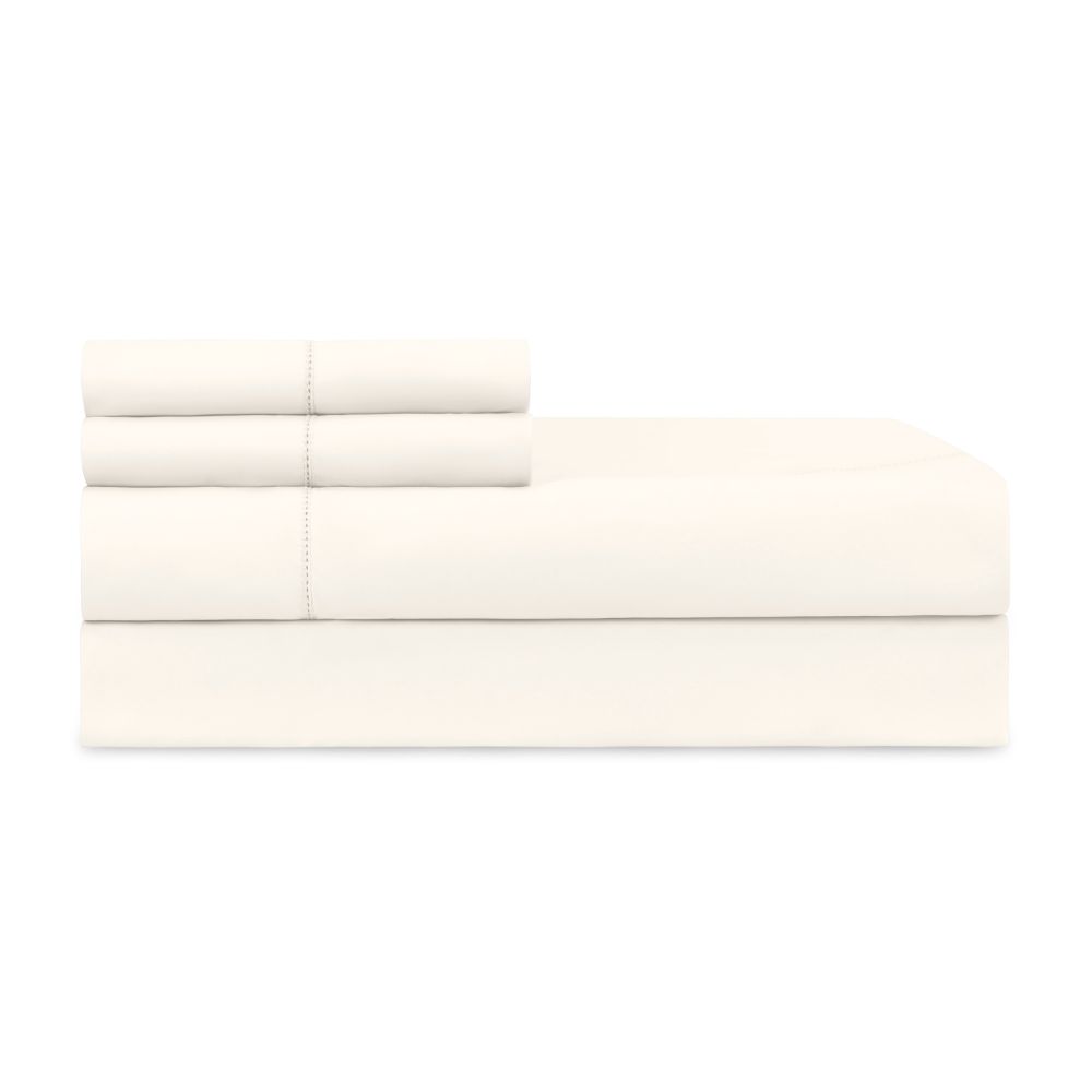Home Treasures Linen EMPLU2TFTDIV Plush 1000 Solid Twin Fitted Sheet - Ivory