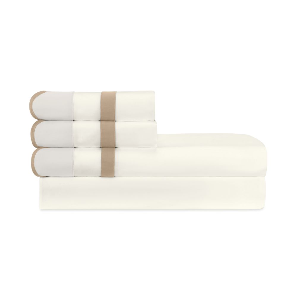 Home Treasures Linen EMPOR1SCASIOC Portofino Std Pillowcases - Ivory / Oyster / Candlelight
