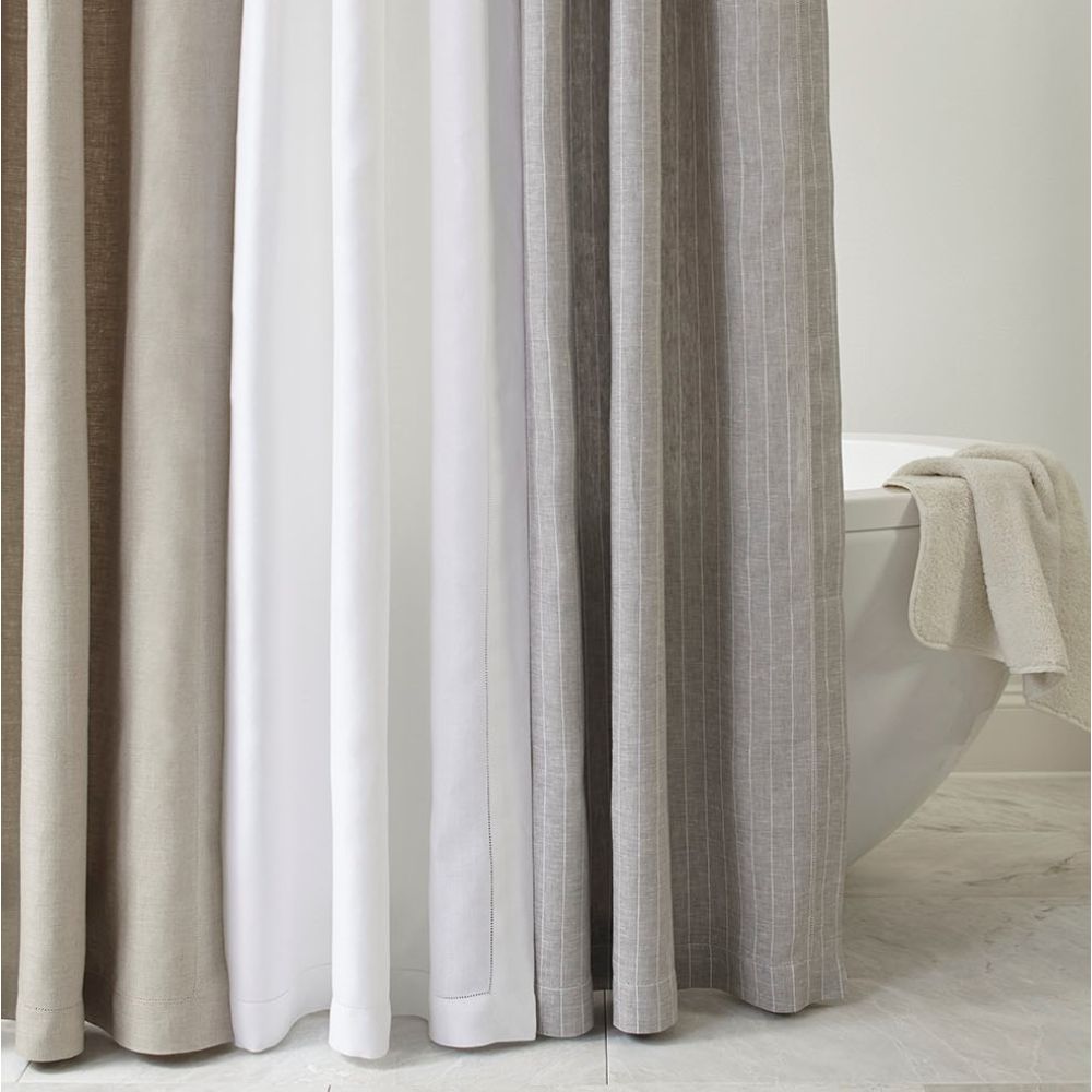 Home Treasures Linen EMCHD8CUR7070CG Zebra Linen Shower Curtain - Solid Cool Gray