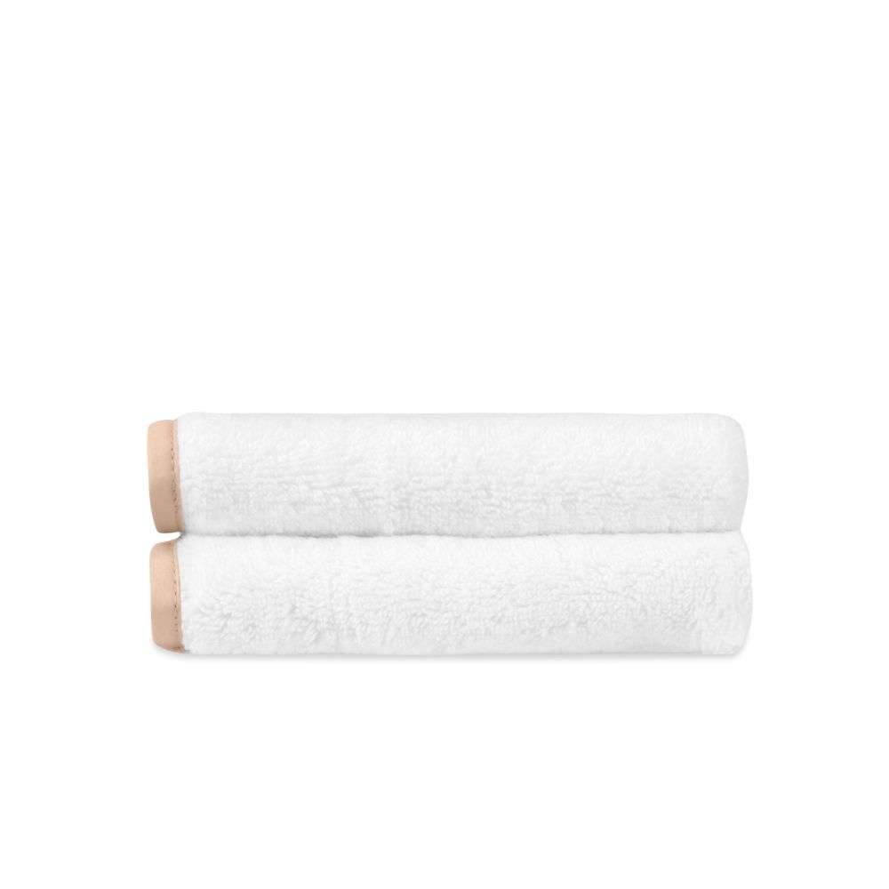 Home Treasures Linen EMRIB8FACSETWHBL Ribbons Face Towel (set Of 2) - White / Blush