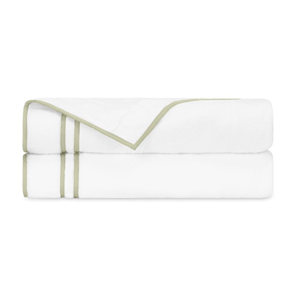 Home Treasures Linen EMRIB8BASSETWHCG Ribbons Bath Sheet (set Of 2) - White / Crystal Green