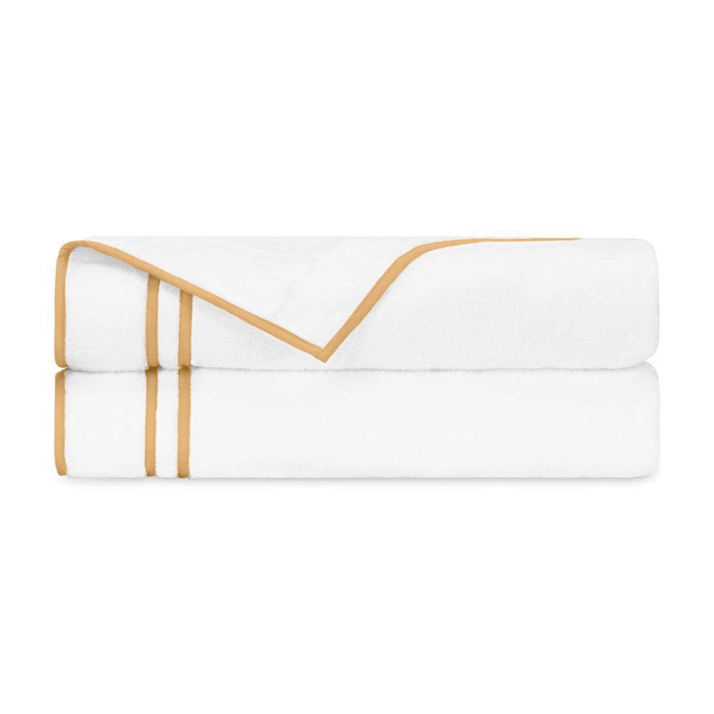 Home Treasures Linen EMRIB8BASSETWHGO Ribbons Bath Sheet (set Of 2) - White / Gold