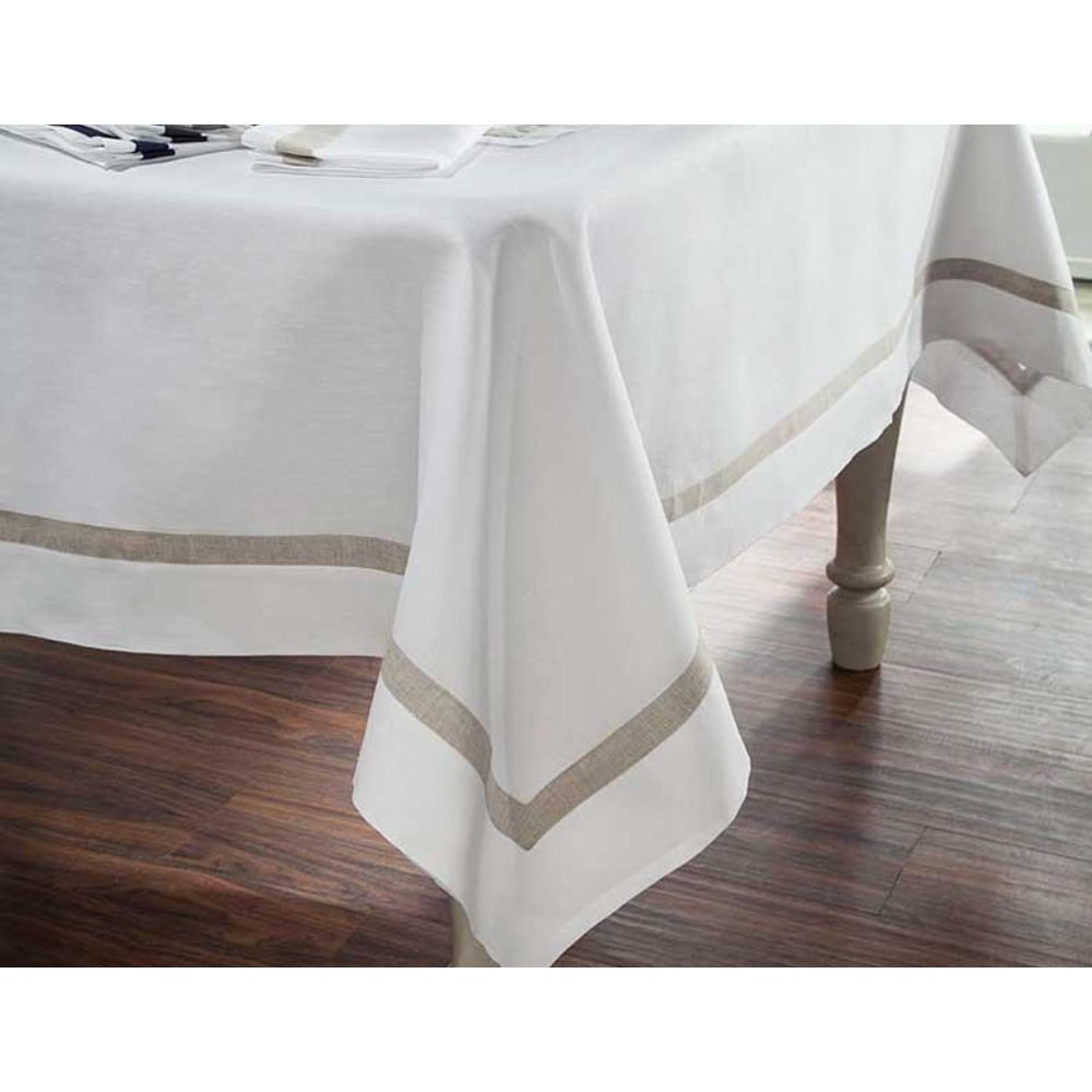 Home Treasures Linen fin-77580 Table Fino 22" x 22" Dinner Napkins in White/Light Natural (Dinner Napkins Only) - Set of 6