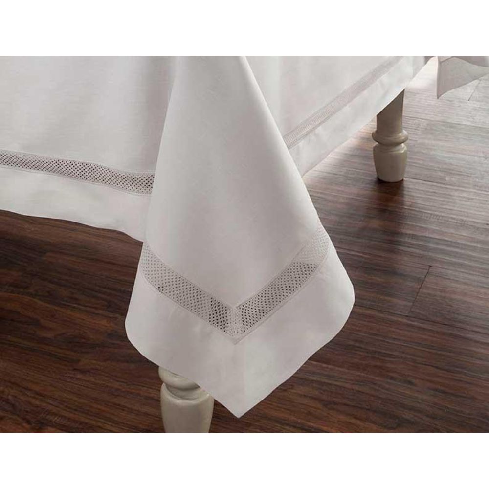 Home Treasures Linen mor-73865 Table Morocco 90" Square Tablecloth in Natural White (Square Tablecloth Only)