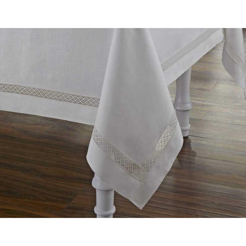 Home Treasures Linen val-73143 Table Valencia 90" Square Tablecloth in White (Square Tablecloth Only)