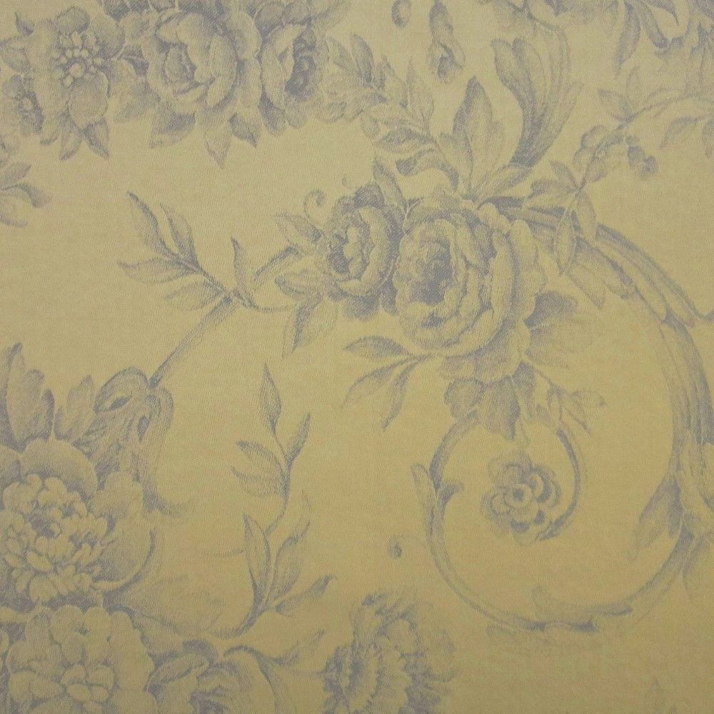 Home Treasures Linen EMVIC2KDVTGBFL Victoria Kg / Ck Duvet Cover - Gold Blue / Floral