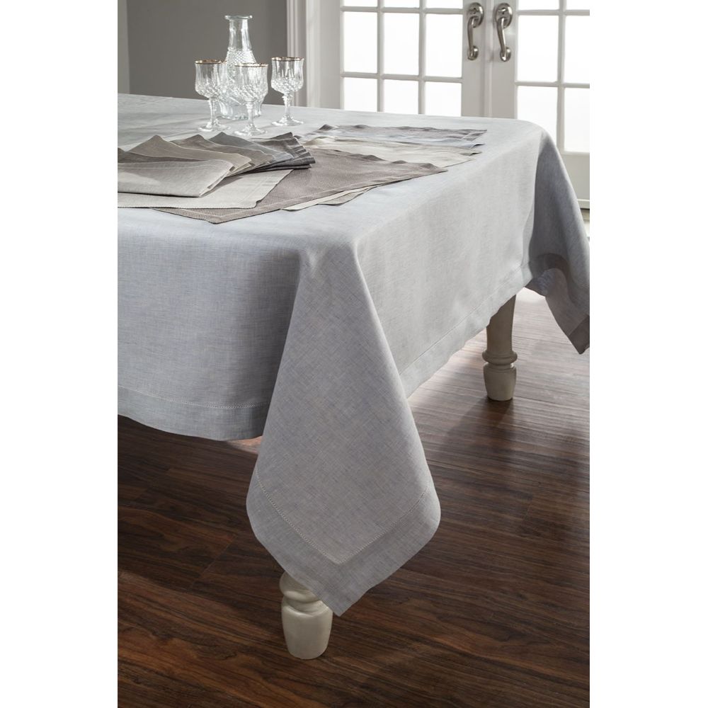 Home Treasures Linen zeb-73770 Table Zebra 90" Round Solid Tablecloth in White (Round Tablecloth Only)