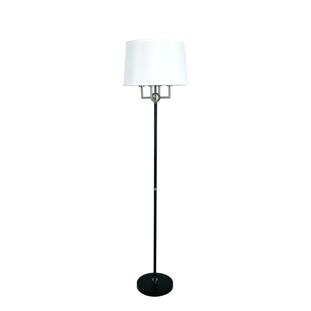 House of Troy A700-BLK/SN Alpine  4 Light Cluster Black/satin Nickel Floor Lamp With White Silk Softback Shade