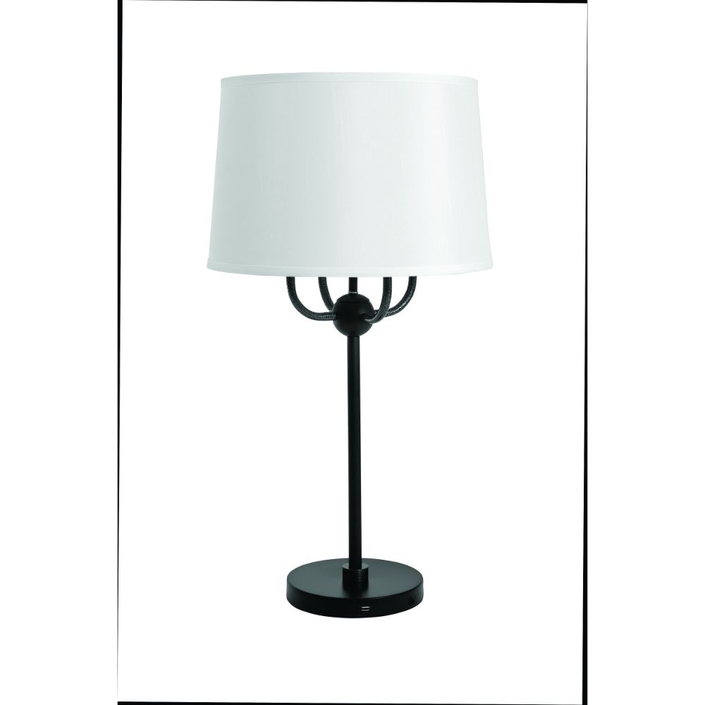 House of Troy A751-BLK/SS Alpine 4 Light Cluster Black/supreme Silver Hammered Accent Table Lamp