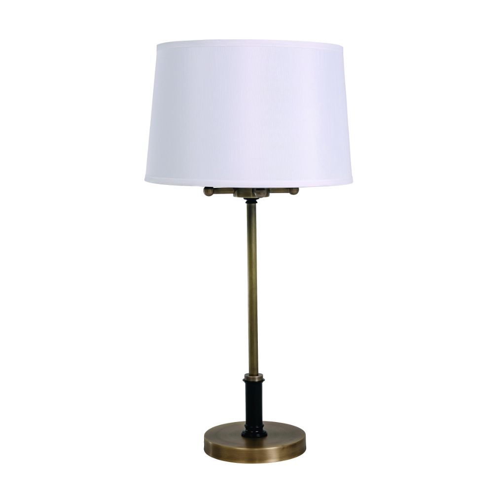 House of Troy A752-AB/BLK Alpine  4 Light Cluster  Antique Brass/black Table Lamp With White Silk Softback Shade