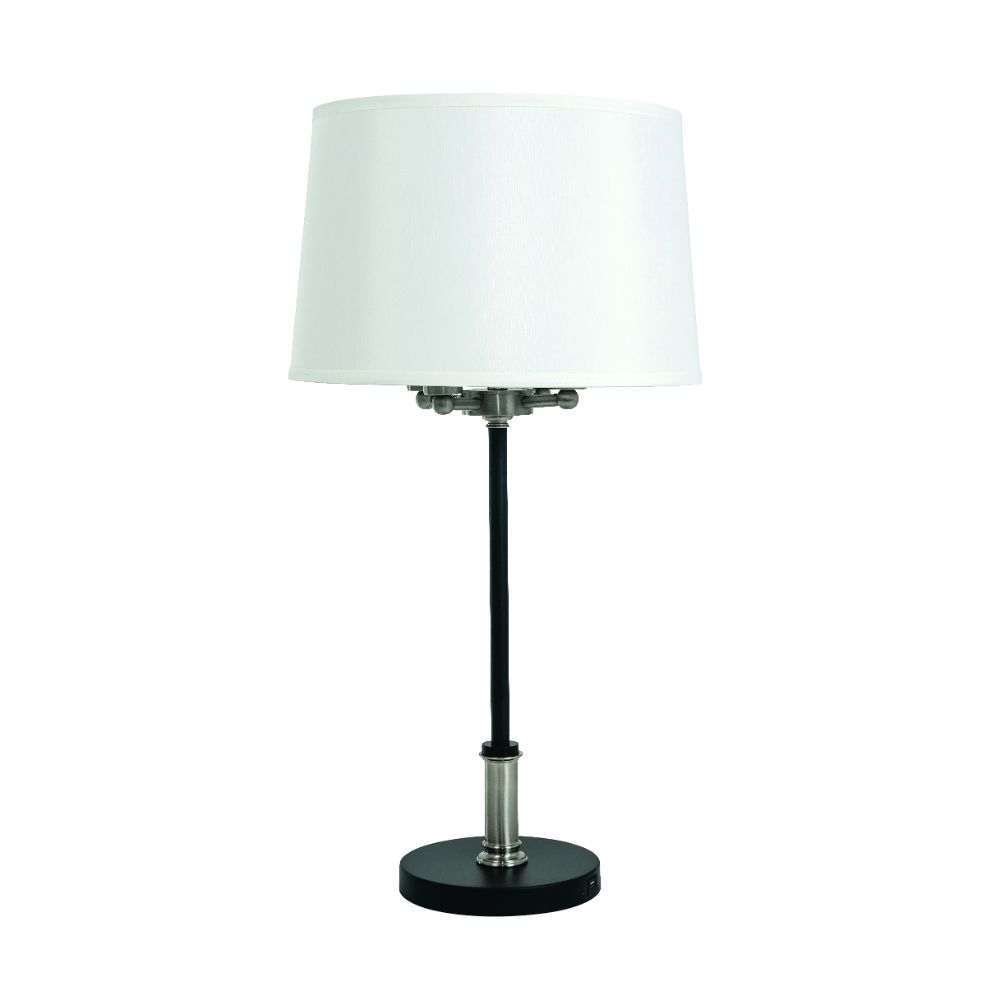 House of Troy A752-BLK/SN Alpine  4 Light Cluster  Black/satin Nickel Table Lamp With White Silk Softback Shade