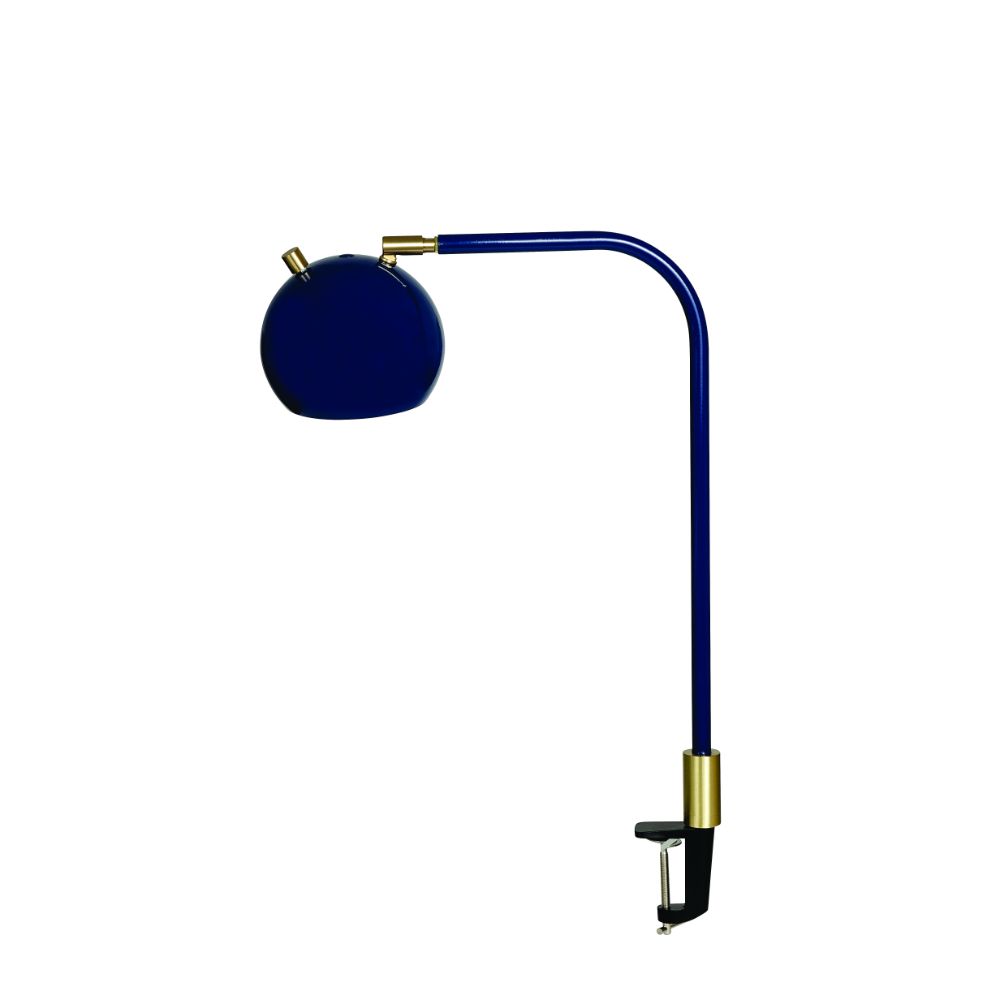 House of Troy AR401-NB/SB Aria  Clip On Table Lamp Round Globe Navy Blue/satin Brass