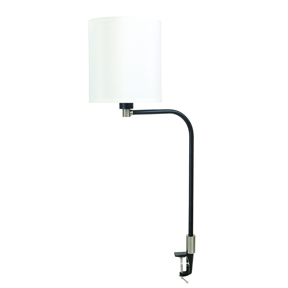 House of Troy AR402-BLK/SN Aria  Clip On Table Lamp Fabric Shade Black/satin Nickel