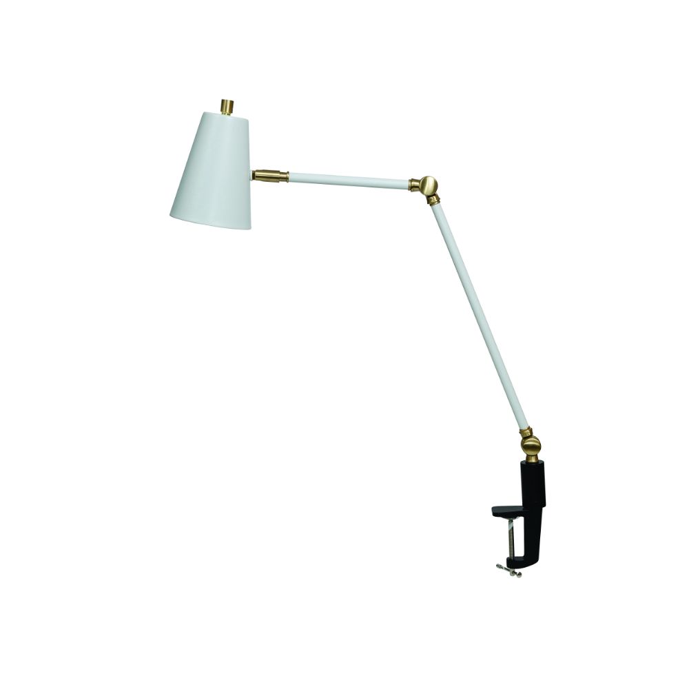 House of Troy AR403-WT/SB Aria  Clip On Table Lamp Spot Light White/satin Brass