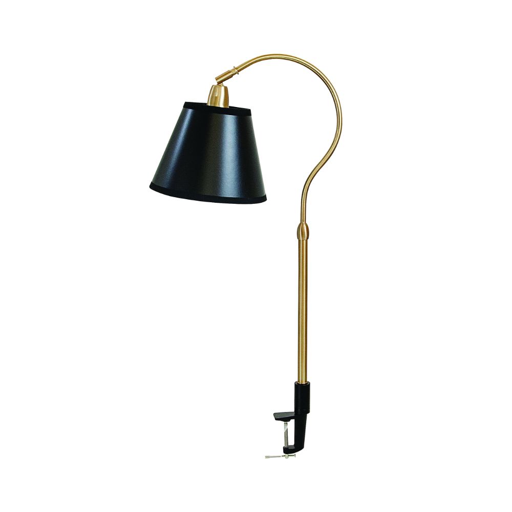 House of Troy AR404-WB/BLK Aria  Clip On Table Lamp Weathered Brass With Black Shade