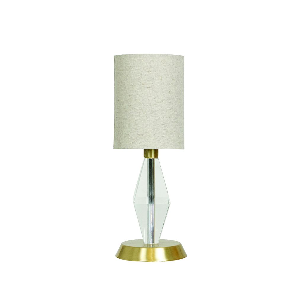 House of Troy B205-SB Bryson  Mini Crystal Tapered Column Satin Brass Accent Lamp