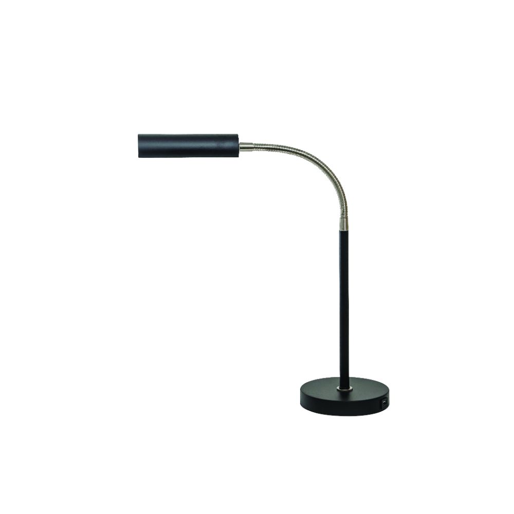 House of Troy FN150-BLK/SN Fusion  Flex Task Table Lamp Black/satin Nickel With Usb Port