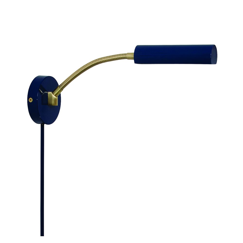 House of Troy FN175-NB/SB Fusion  Flex Wall Swing Lamp Navy Blue/satin Brass With 30" Cord Cover