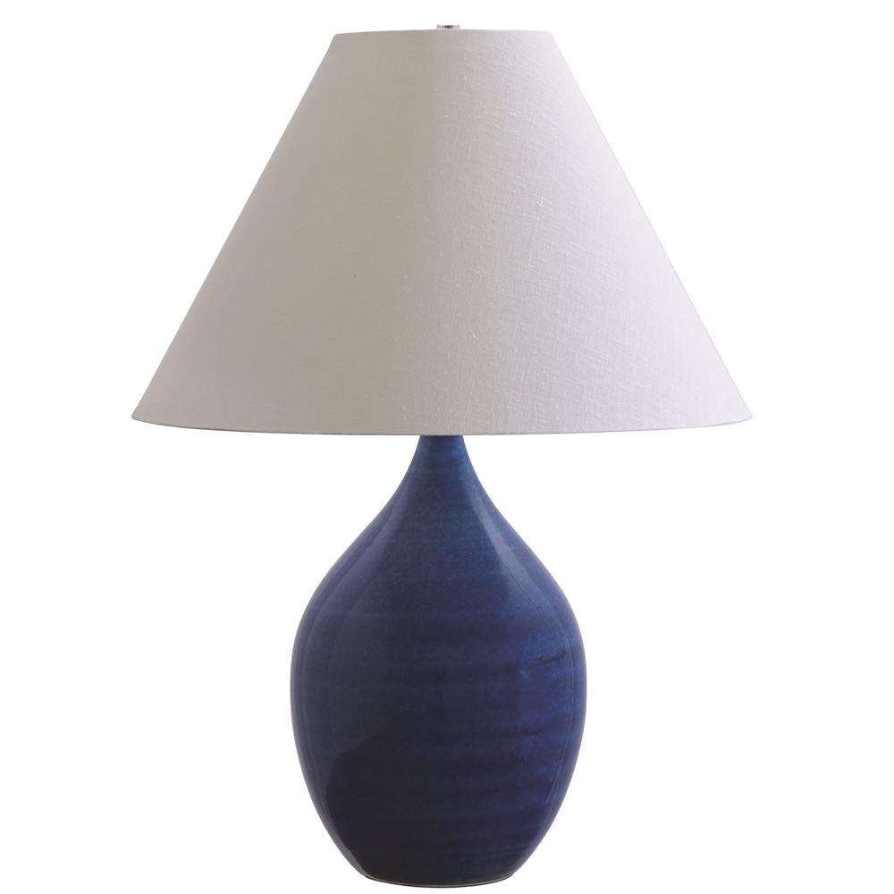 House of Troy GS400-SBG Scatchard 28" Stoneware Table Lamp in Scored Blue Gloss