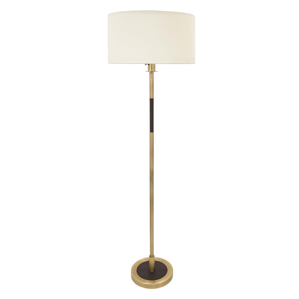 House of Troy HU900-AB 64" Huntington Floor Lamp in Antique Brass with Brown Leather Accents