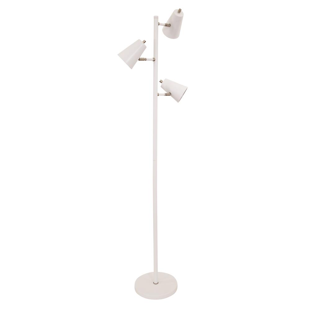 House of Troy K130-WT Kirby LED three light floor lamp in white with satin nickel accents