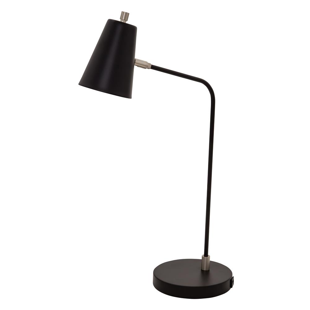 House of Troy K150-BLK Kirby LED task lamp in black  with satin nickel accents and USB port