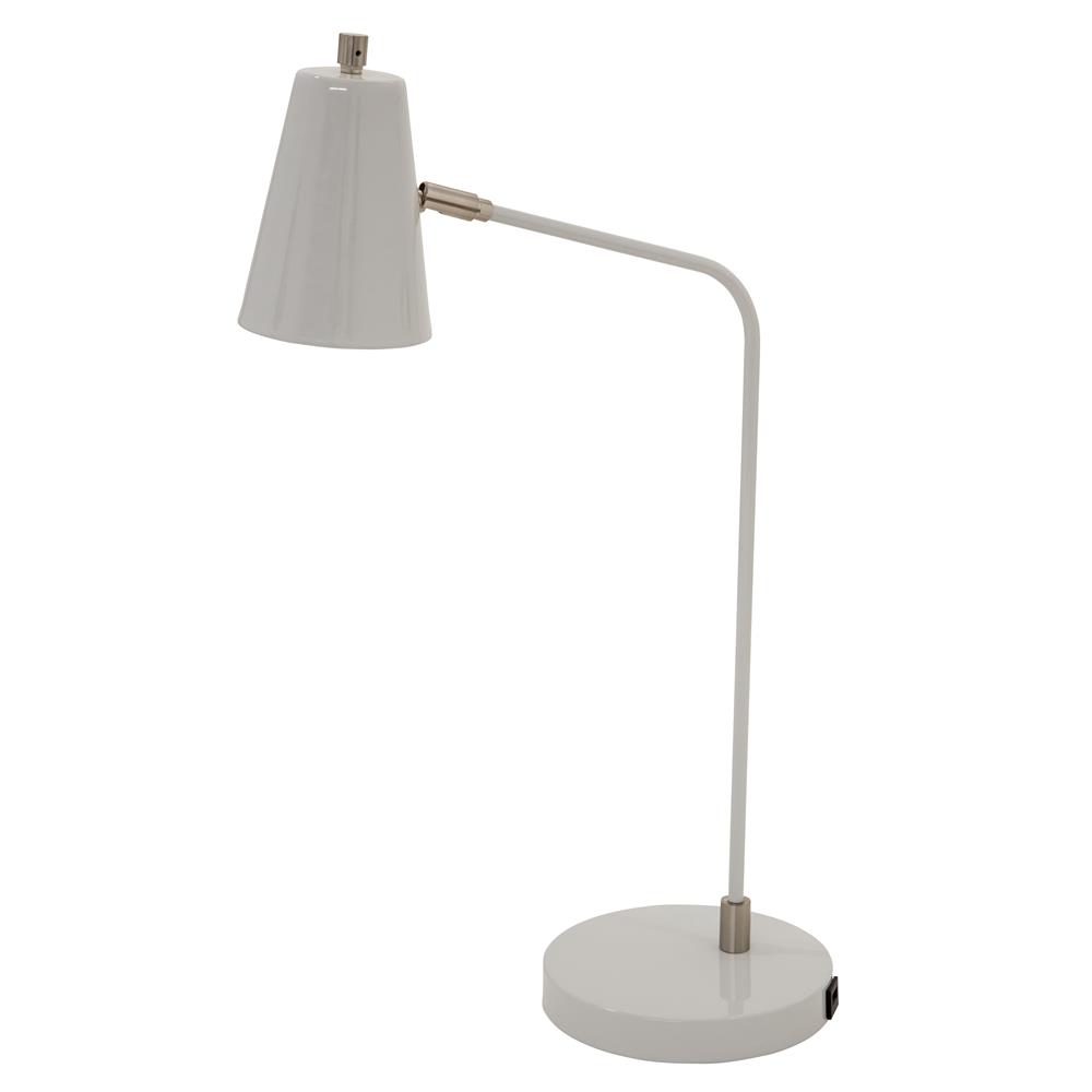 House of Troy K150-GR Kirby LED task lamp in gray with satin nickel accents and USB port