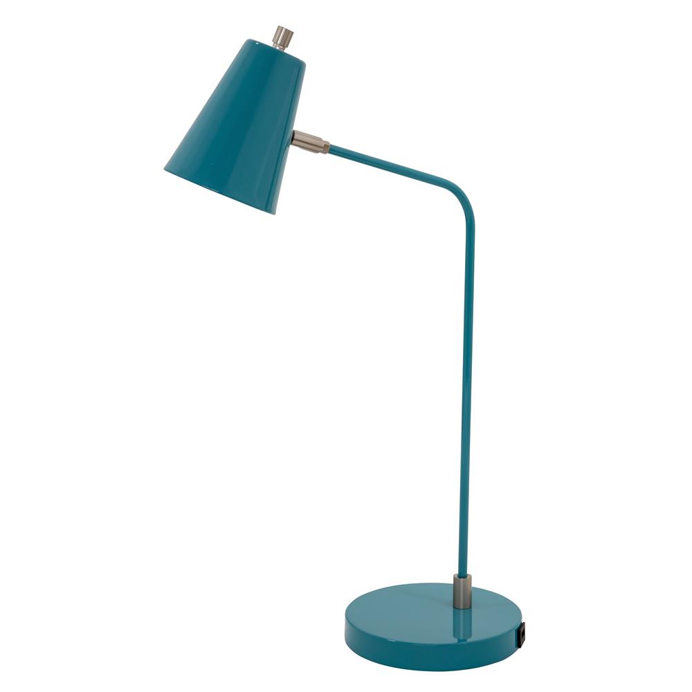 House of Troy K150-TL Kirby LED task lamp in teal with satin nickel accents and USB port