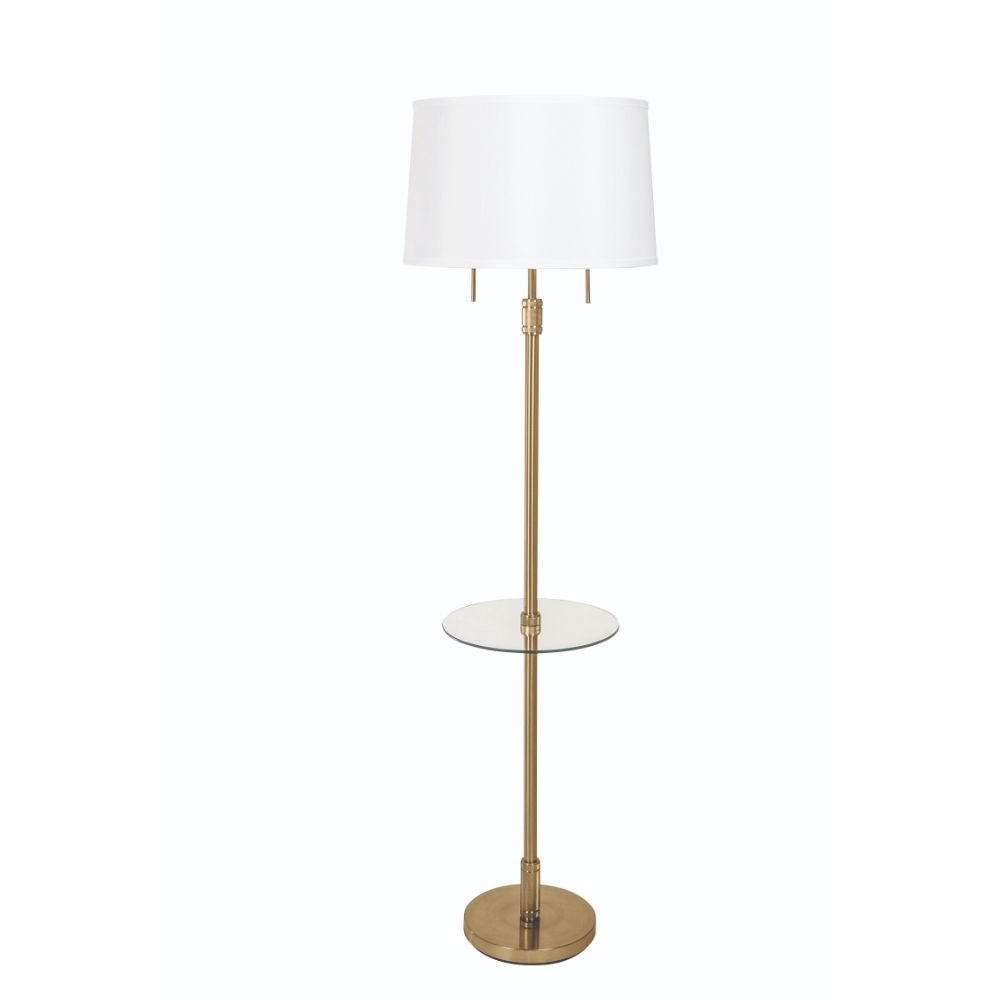 House of Troy KL302-BB Killington Brushed Brass Floor Lamp With Glass Table And Hardback Shade
