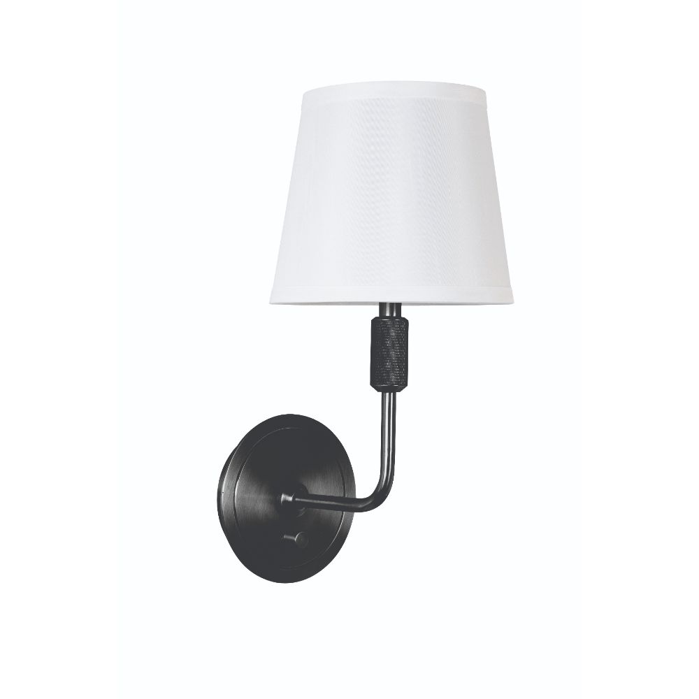 House of Troy KL325-BLK Killington Black Direct Wire Wall Lamp With Full Range Dimmer And Hardback Shade