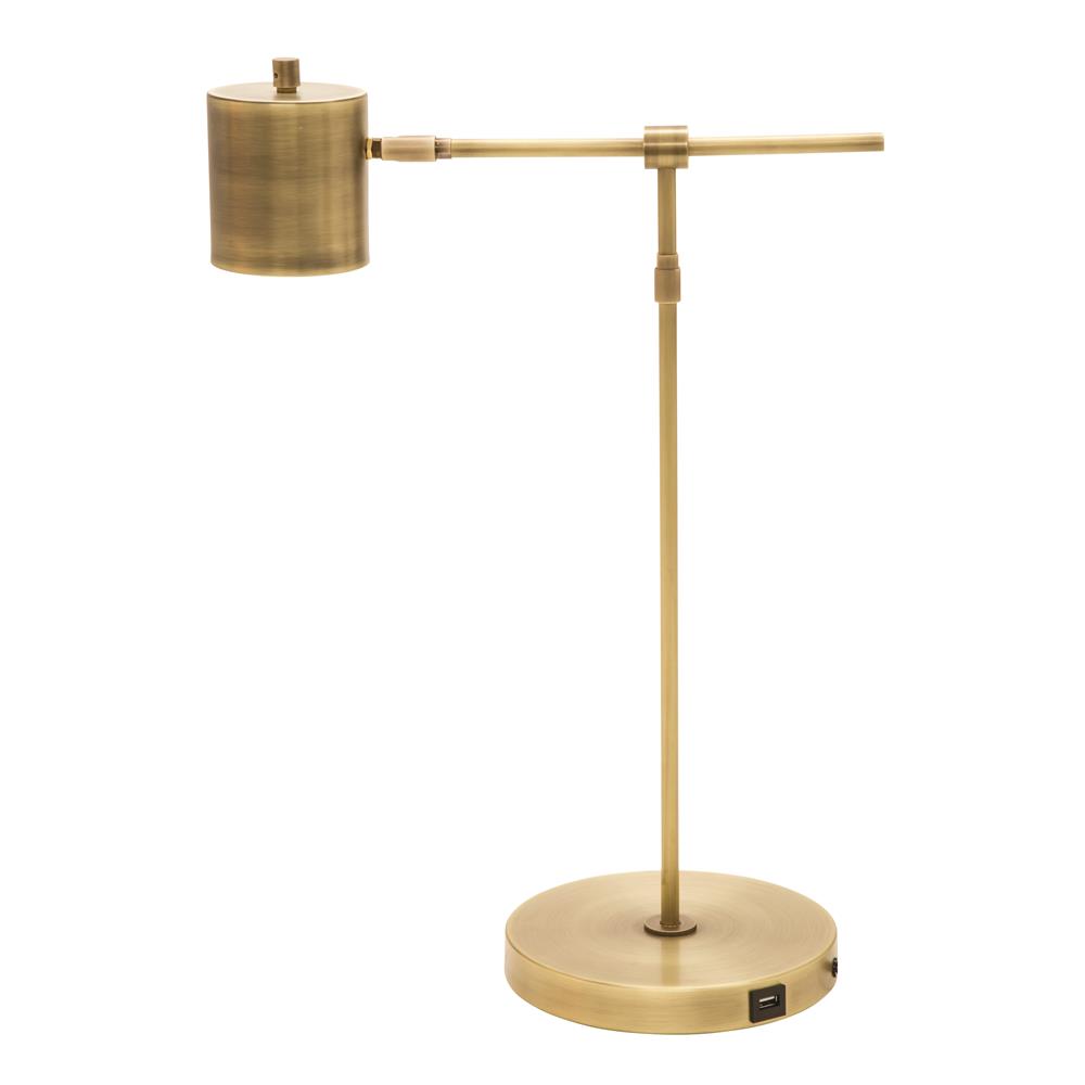 House of Troy MO250-AB Morris Adjustable LED Table Lamp with USB port in Antique Brass