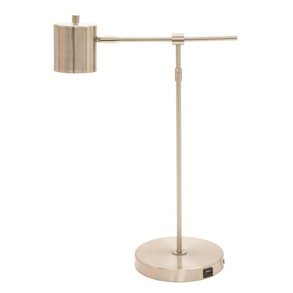 House of Troy MO250-SN Morris Adjustable LED Table Lamp with USB port in Satin Nickel