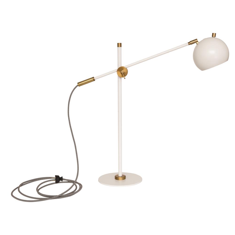 House of Troy OR750-WTWB Orwell LED Counterbalance Table Lamp in White with Weathered Brass Accents