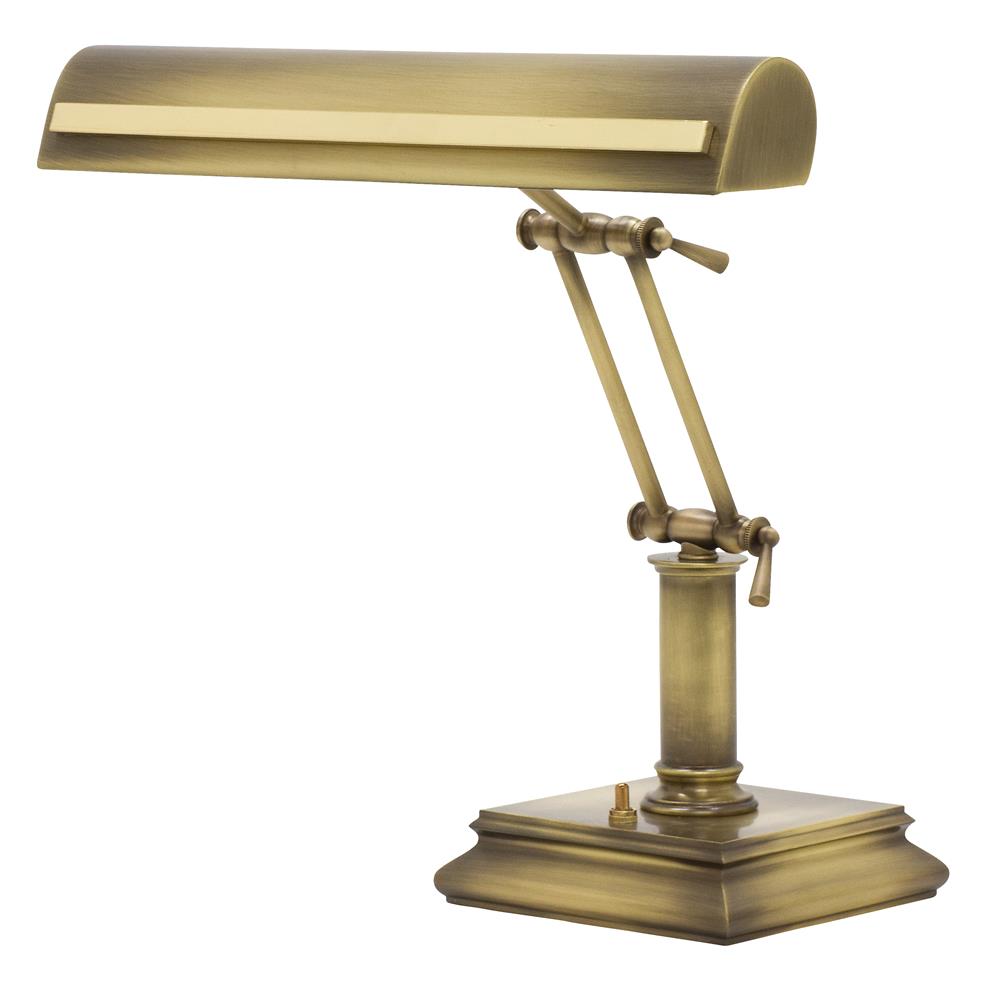 House of Troy PS14-201-AB/PB 14" Piano Desk Lamp with Strap Motif in Antique Brass with Polished Brass Accents