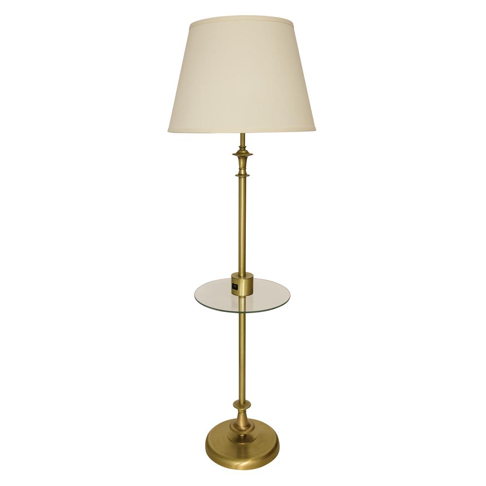 House of Troy RA302-AB Randolph Floor Lamp with Table and USB Port in Antique Brass