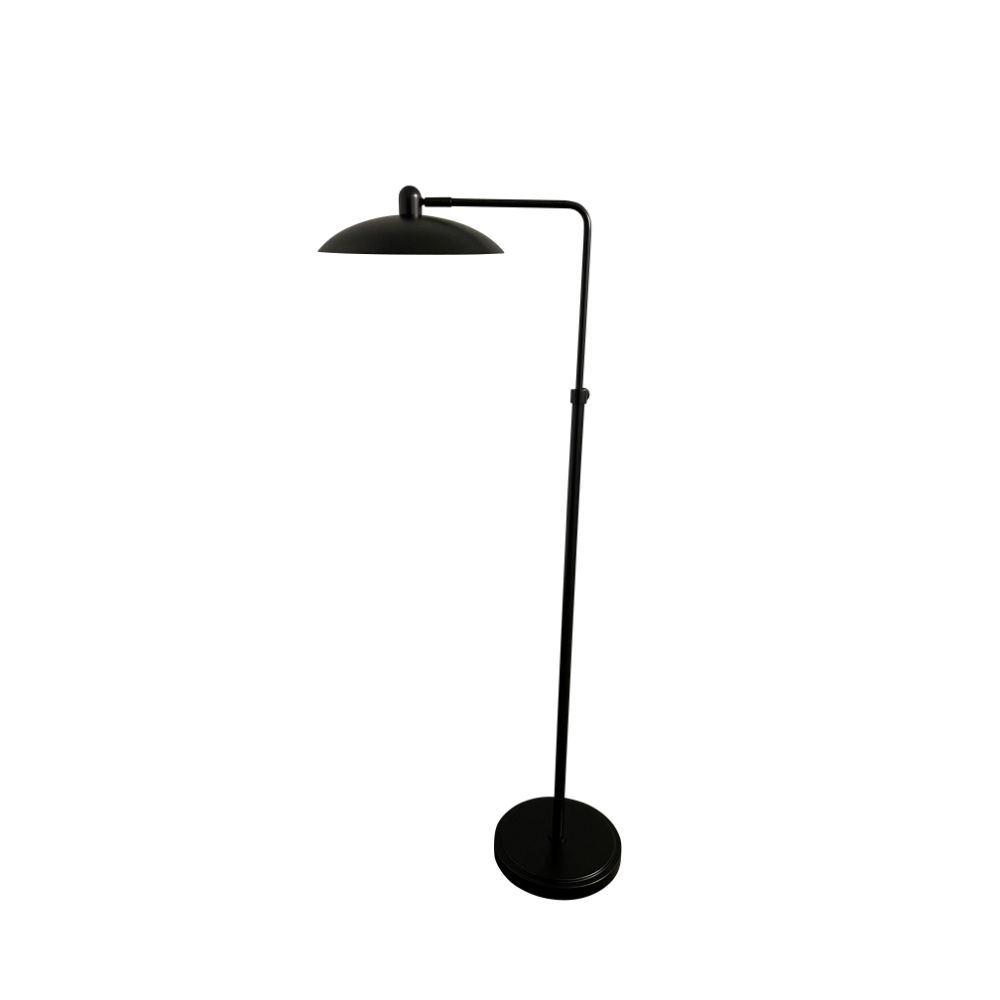 House of Troy RL200-BLK Ridgeline Black Adjustable Floor Lamp With Metal Dome Shaped Shade
