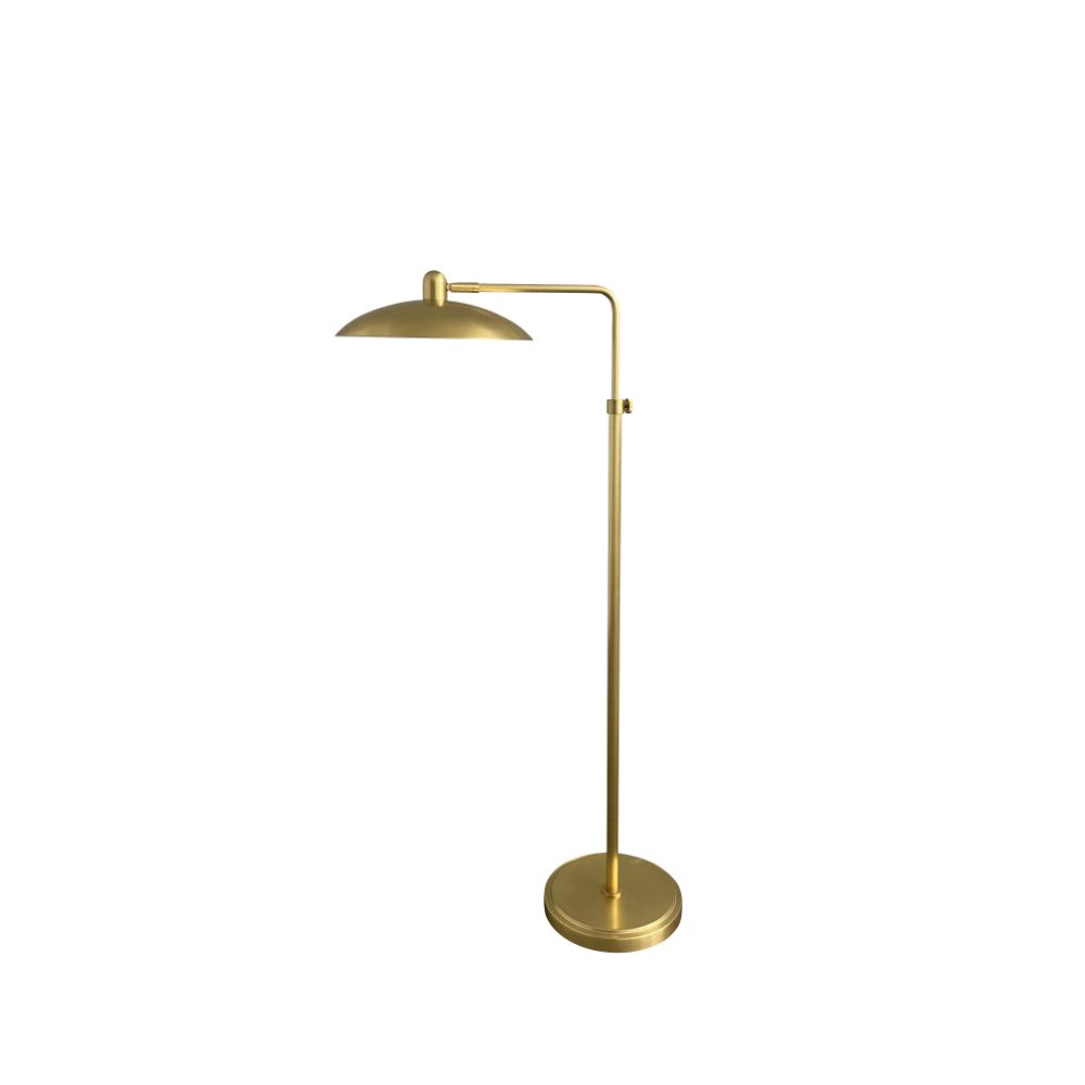House of Troy RL200-NTB Ridgeline Natural Brass Adjustable Floor Lamp With Metal Dome Shaped Shade