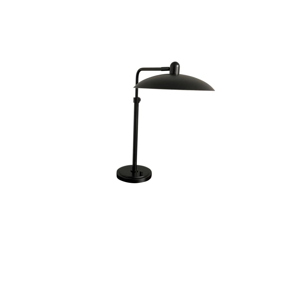 House of Troy RL250-BLK Ridgeline Black Adjustable Table Lamp With Metal Dome Shaped Shade