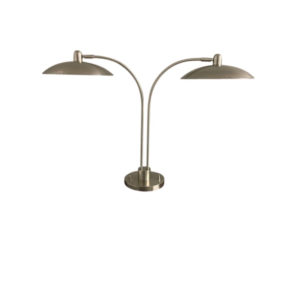 House of Troy RL252-SN Ridgeline Satin Nickel Adjustable Double Table Lamp With Two Metal Dome Shaped Shades