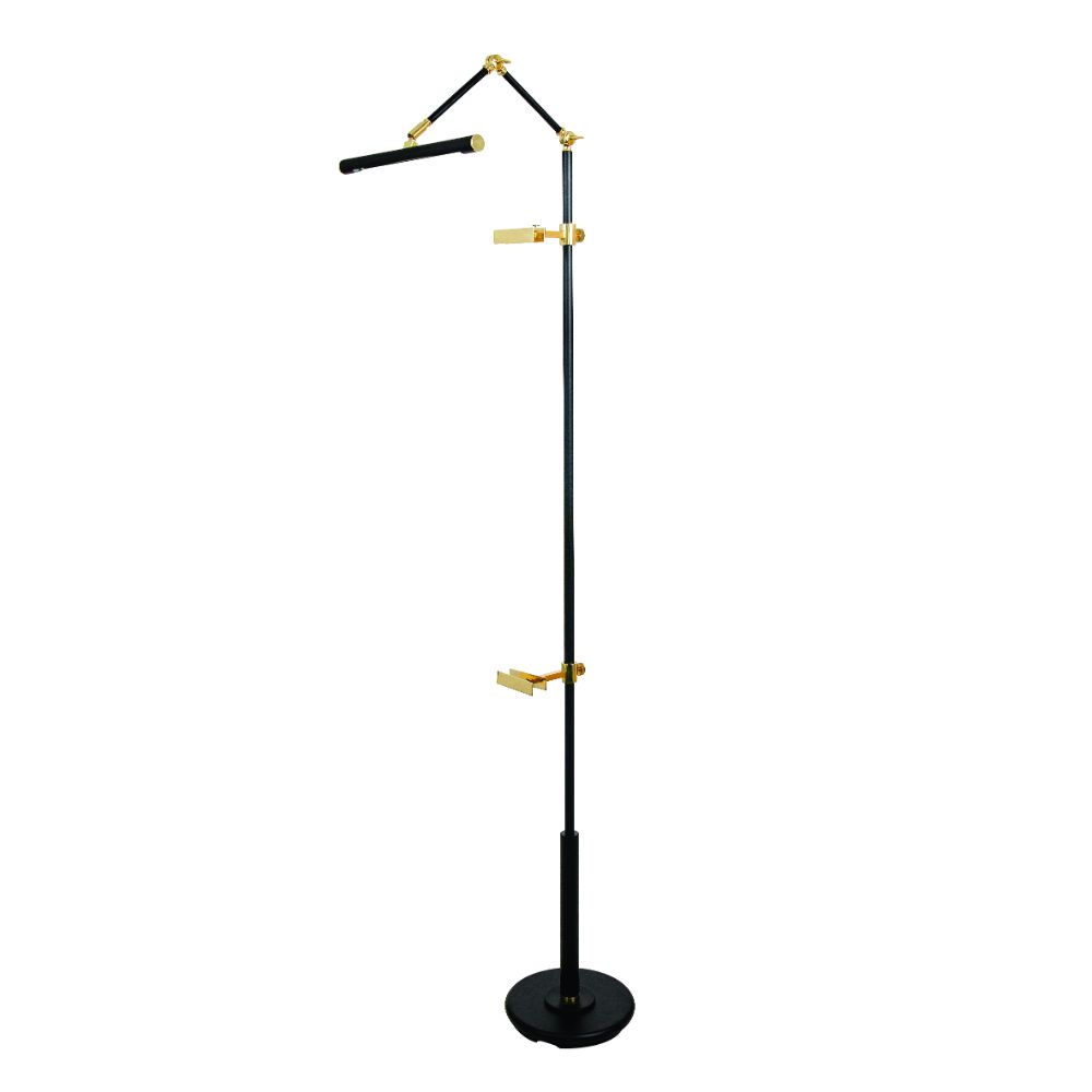 House of Troy RN300-BLK/PB River North Easel Floor Lamp Black And Polished Brass Accents Led Slimline Shade