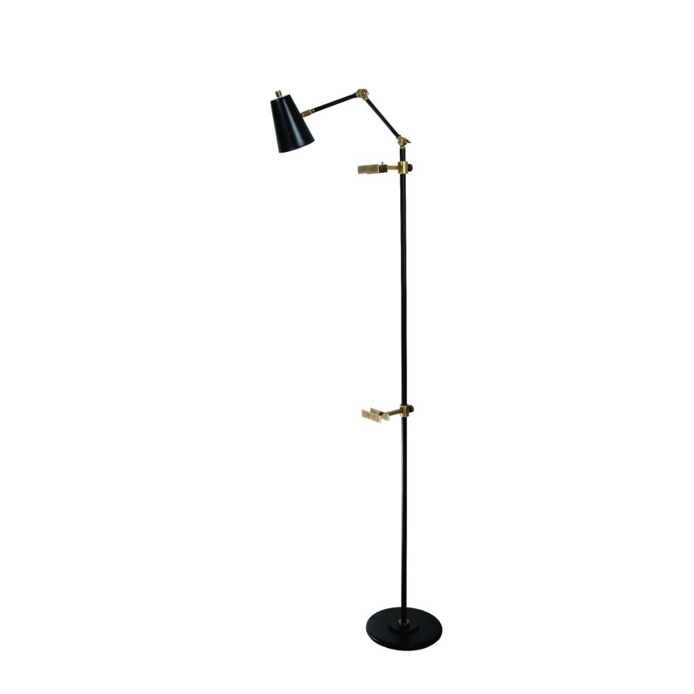 House of Troy RN301-BLK/AB River North Easel Floor Lamp Black And Antique Brass Accents Spot Light Shade